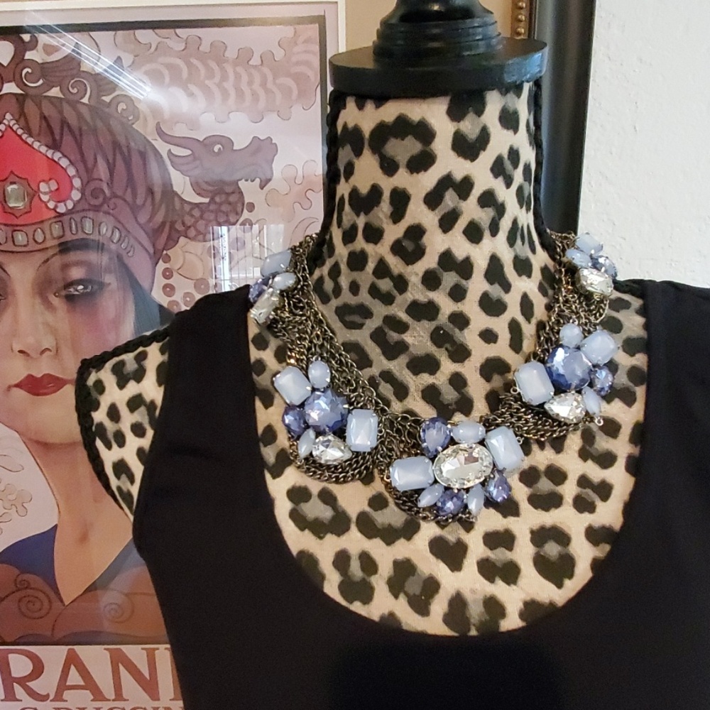 Blue and Silver tone Statement Necklace - Picture 3 of 7